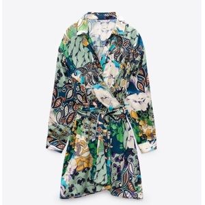 Zara Printed Satin Wrap Dress